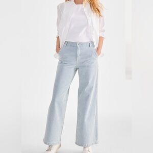 Style & Co. Light Blue Pinstripe Wide Leg Jeans